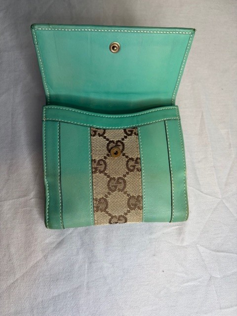 GUCCI 120927 203437 GG Canvas Leather Bi-Fold Wallet Women's Capri