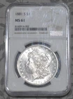1881 S Morgan Dollar NGC MS61 PROOFLIKE UNCIRCULATED 90% SILVER SLAB