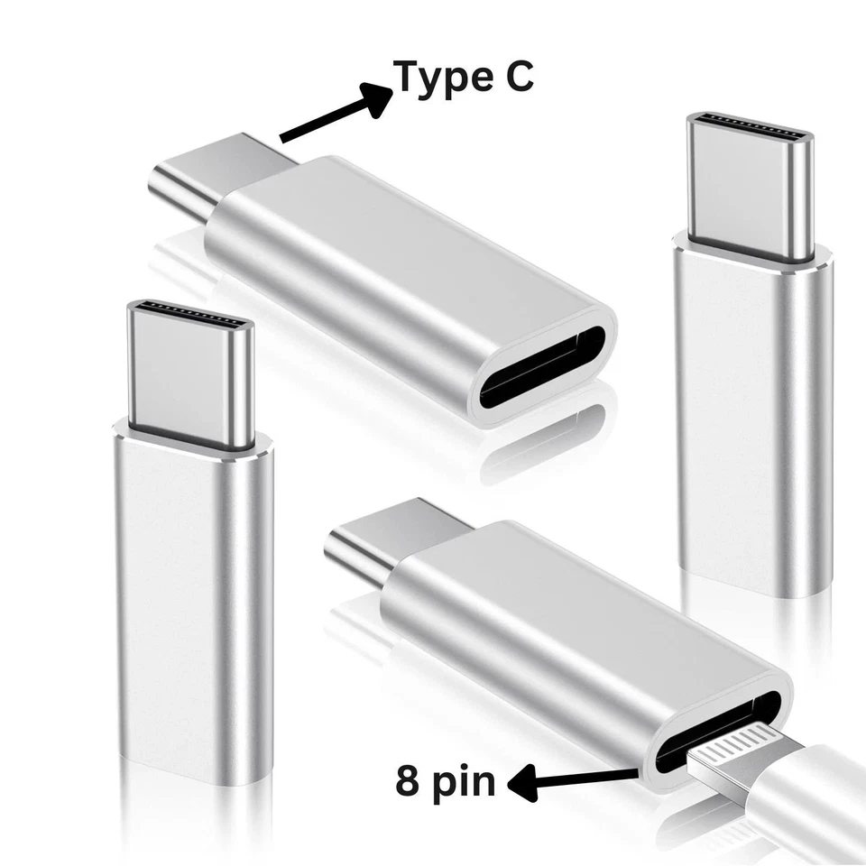 8 Pin Female to Type C USB-C Male Charger Adapter Converter for iPhone Android - Image 4 of 4