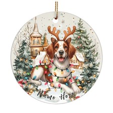 Brittany Dog Christmas Ornament Tree Decor Gift for Dog Lovers Present With Lig