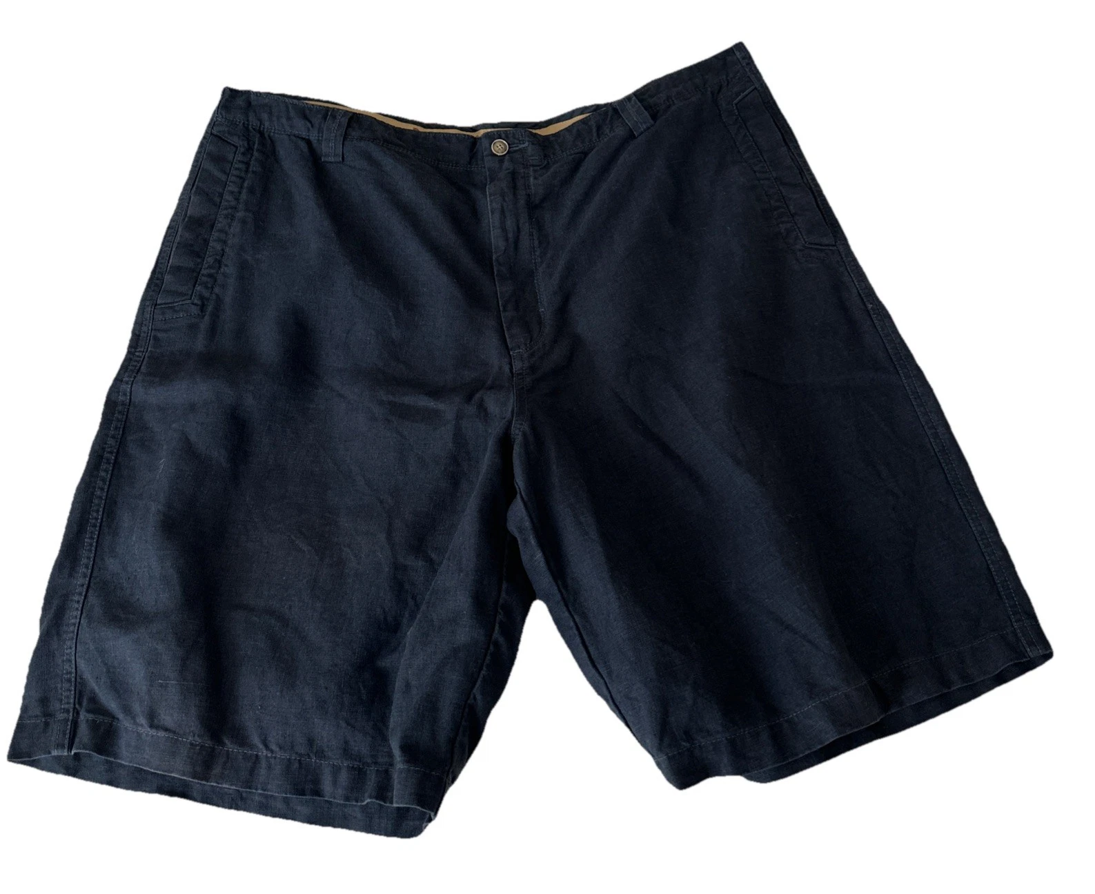Tommy Bahama Chino Shorts Men’s 100% Linen Flat Front Blue 40 Inseam 10” Island