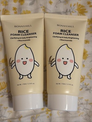 2 BONNYHILL Rice Foam Cleanser Clarifying & Daily Brightening + Niacinamide New
