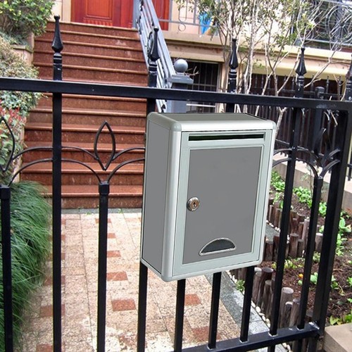 Aluminium Alloy Locking Mailbox Postbox Letterbox Outdoor Parcel Boxes A#Gray - Picture 5 of 6