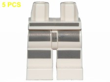 5 Pcs LEGO Part Minifigure Legs Decorated 970c00pb0466 White