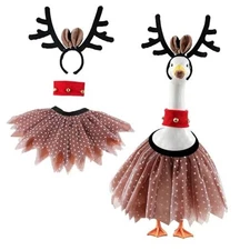 4 Pieces Christmas Goose Outfit Reindeer Porch Goose Outfits Xmas Lawn Gooses 
