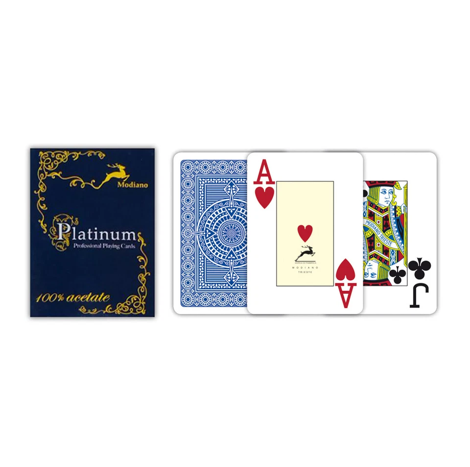 Ramino Acetato 2 Jumbo Index Blue Playing Cards Deck Plastic Modiano Italy NEW - Image 3 of 3
