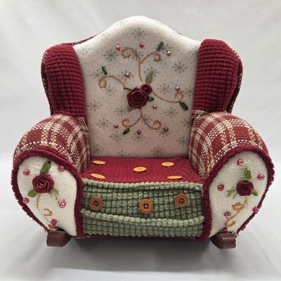 Doll or Teddy Bear Rocking Chair 10.5  Tall Shabby Chic Arm Chair Furniture Red