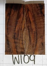 W109 Stabilized Spalted Black Walnut Stump Cut, Curl Knife/Axe/Gun Scale 2x5x3/8