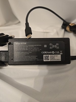USB Type C AC Adapter Black MAX 65W DZ65200325 20V 3.25A