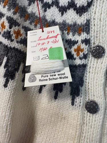 Turi Norway maglione cardigan donna grigio lana maglia taglia M vintage nuovo con etichetta - Foto 5 di 15