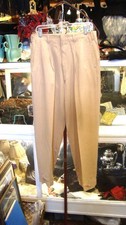 Vintage 1940's 1950's Beige Rayon Gabardine Pleated Slacks/32/28