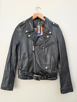 Chaqueta de cuero para mujer Schott NYC Perfecto piel de cordero - negra - BARIA - brillante - Imagen 1 de 4