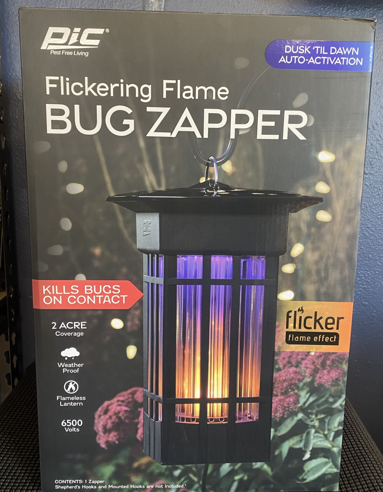 PIC-Dusk Till Dawn-Flickering Flame Bug Zapper-6500 Volts-WeatherProof Flameless
