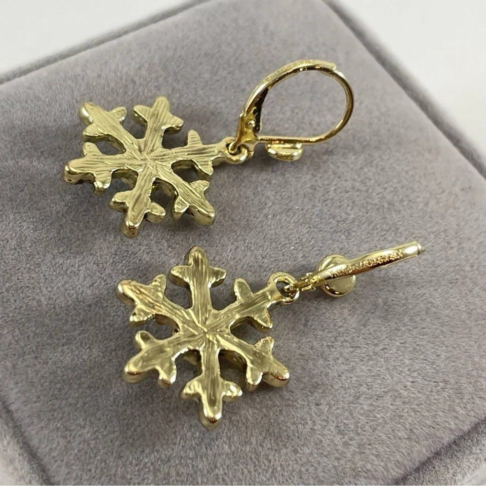 Pendientes colgantes Kirks Folly tono oro amarillo AB vidrio estrás copo de nieve Foto 4 de 4