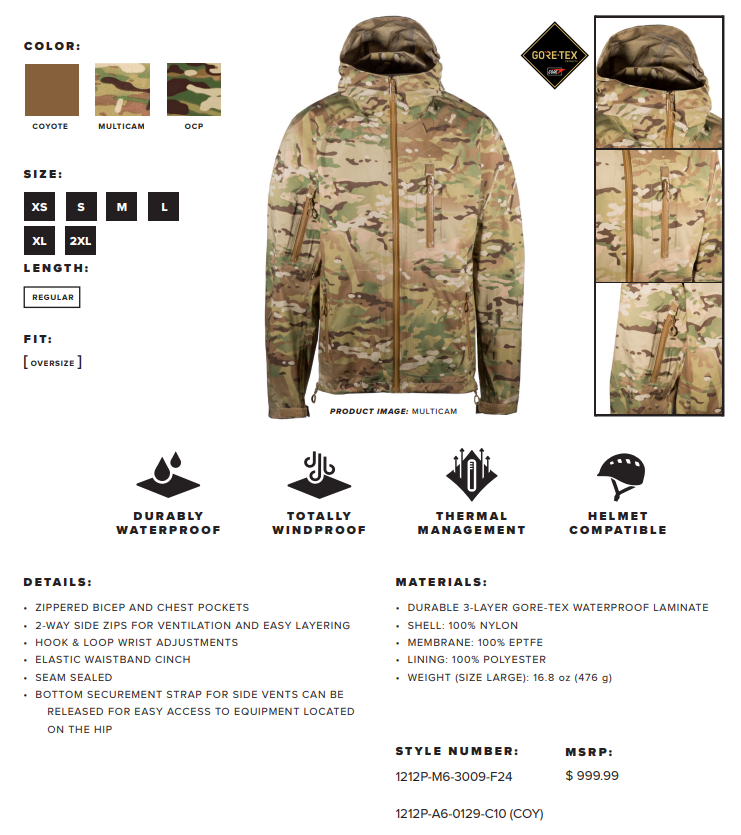 Beyond Clothing Level 6 Hardshell Jacket Goretex Waterproof Parka