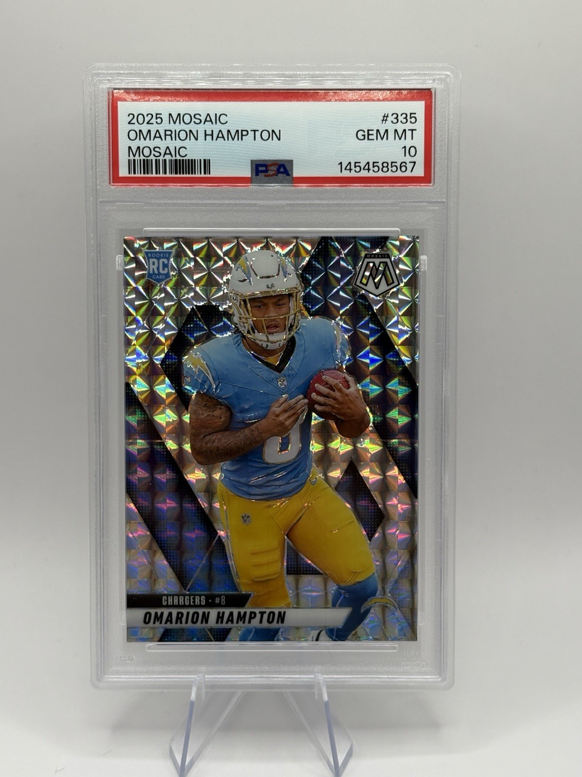 2025 Mosaic Omarion Hampton#335 Silver Rookie RC Gem Mint PSA 10