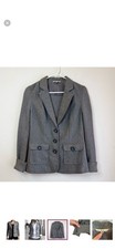 Cabi Grey Wool Blend  Cotton Knit Sweater Blazer Jacket SZ L EUC