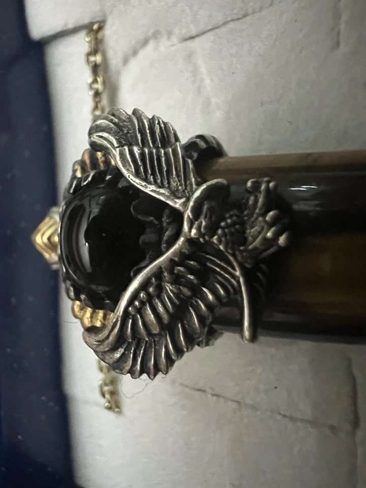 Edelstein Zahn USA Indianderreservat Tiegerauge und Blauer St. Goldkette 68cm - Bild 2 von 4