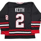 Autographed/Signed Duncan Keith Chicago Black Hockey Jersey Beckett BAS COA