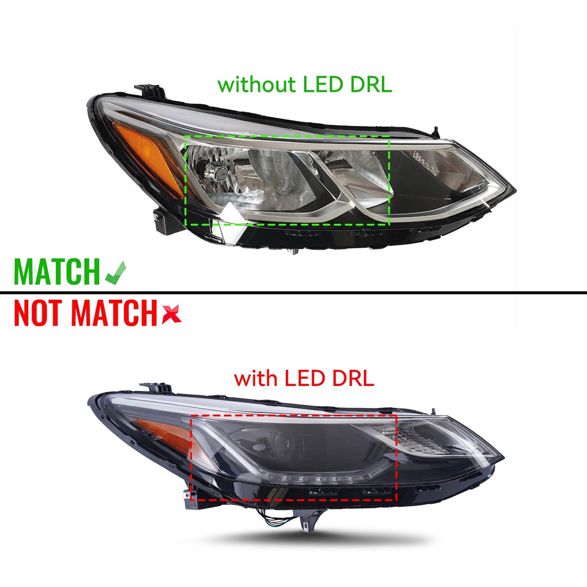 Pair Halogen Headlights For 2016-2019 Chevy Cruze with Bulbs