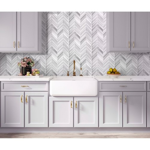 Apollo tile 10" x 10" Glacier Glossy Matte White Glass Tile Silver