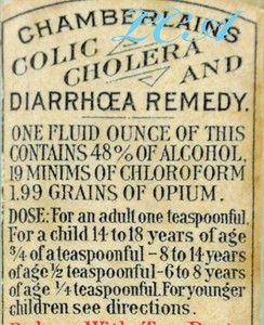 Antique OPIUM & CHLOROFORM for babies QUACK MEDICINE bottle w/repro label