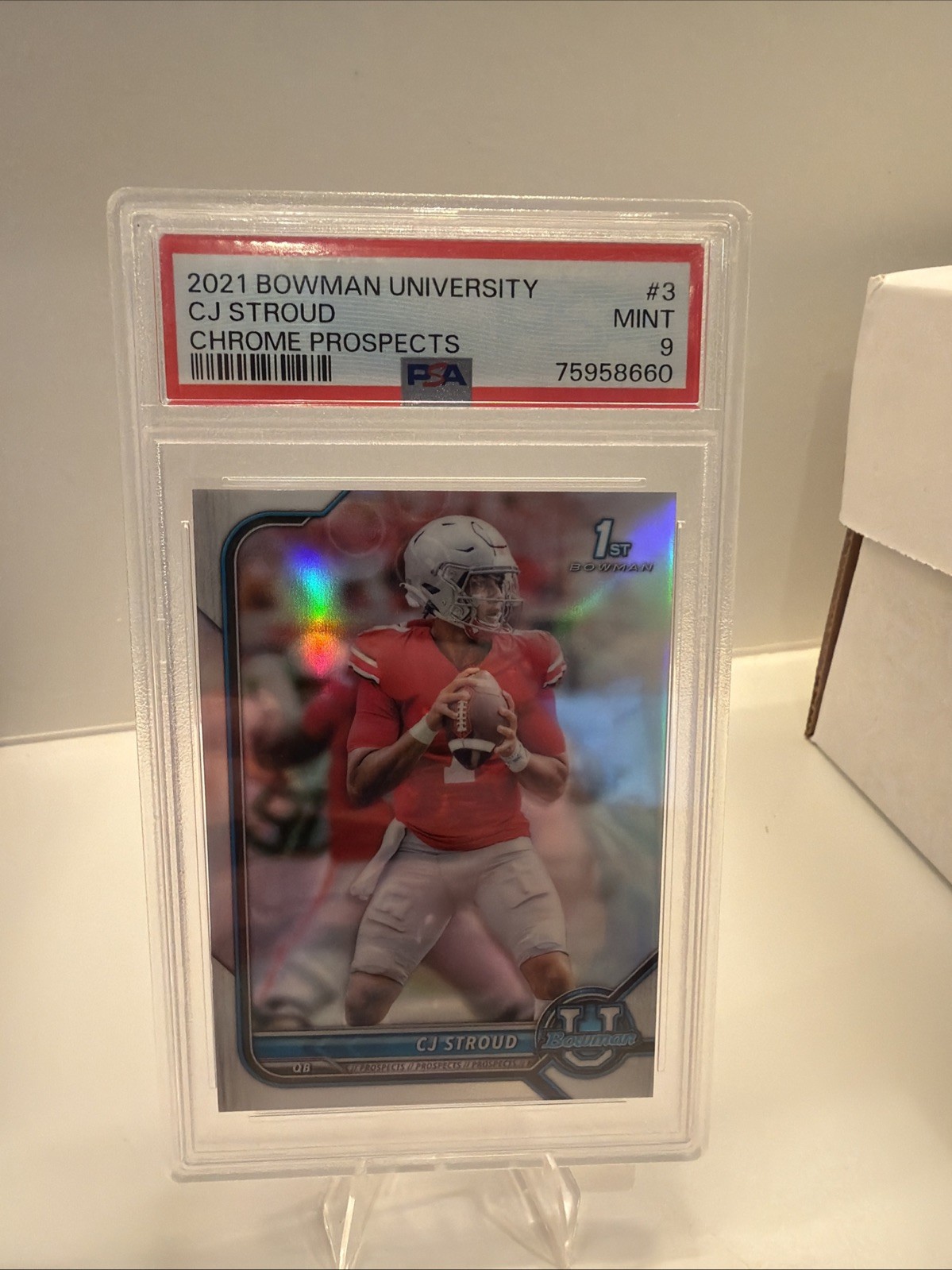 2021-22 Bowman University - C.J. Stroud #3 Chrome Prospects (RC) PSA 9
