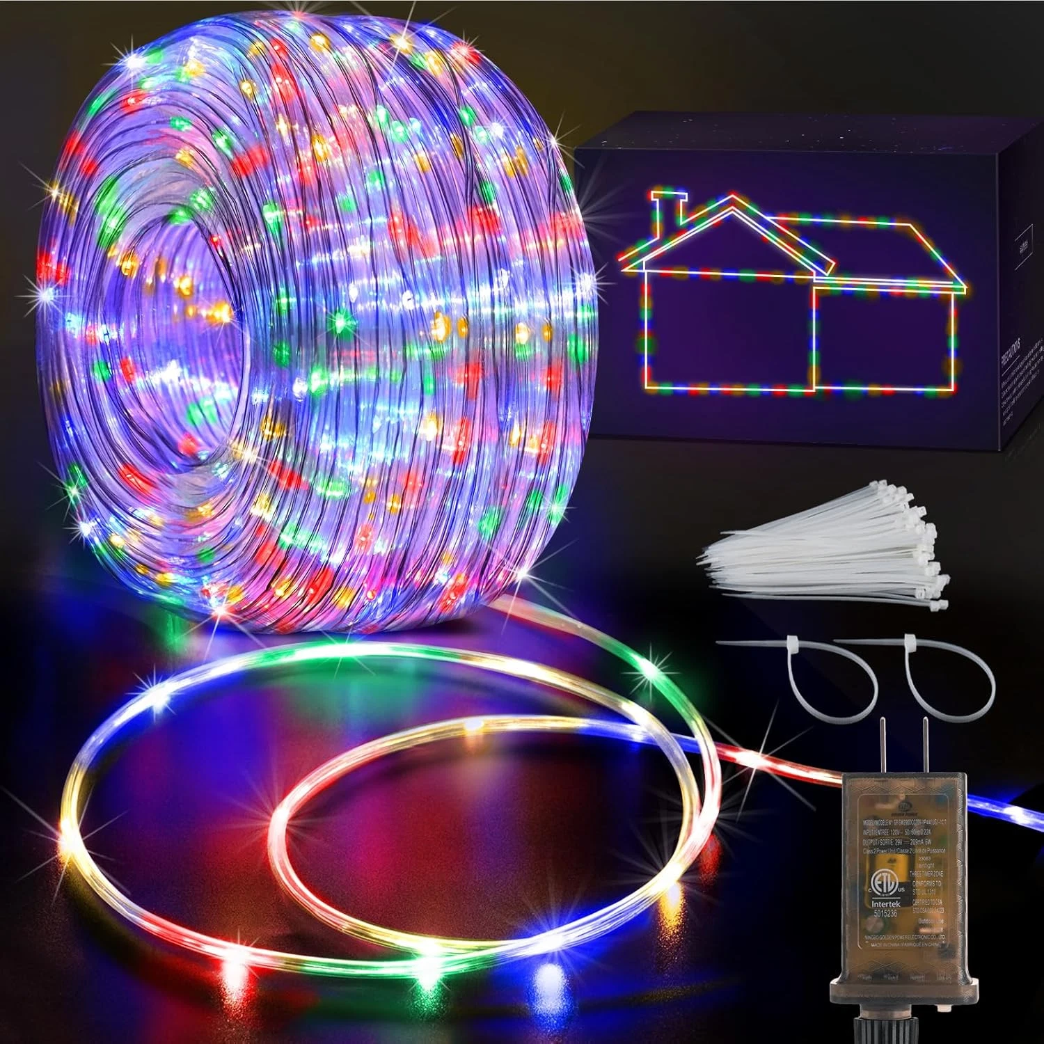 1000LED Waterproof Rope Lights, 8 Modes Multicolor for Indoor & Outdoor Decor
