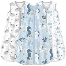 Baby Sleep Sack 0-6 Months 0.5 Tog Wearable Blanket for Baby, 3 Pack 100 Org...