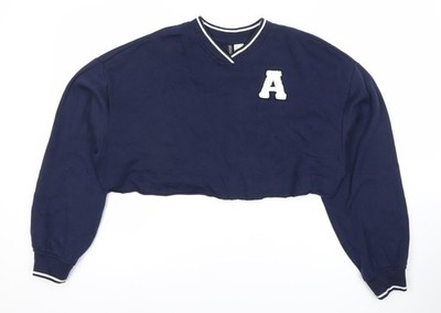 Divided blaues Damen College V-Ausschnitt Sweatshirt, Größe 12