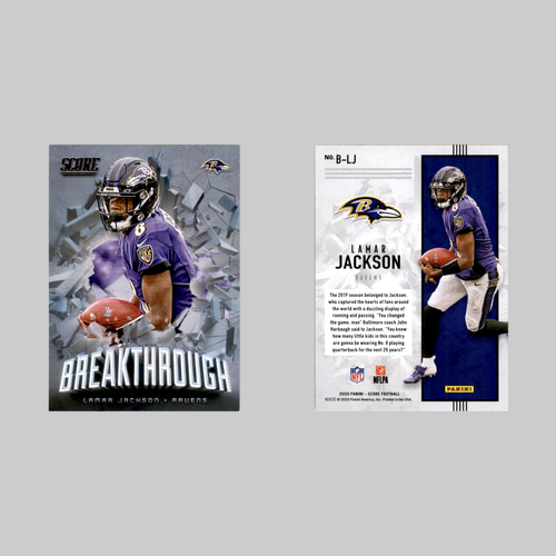 Lamar Jackson #B LJ 2020 Score Breakthrough Baltimore Ravens Football Card NFL - Picture 3 of 3