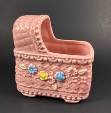Vintage Napco Pink Baby Bassinet Planter