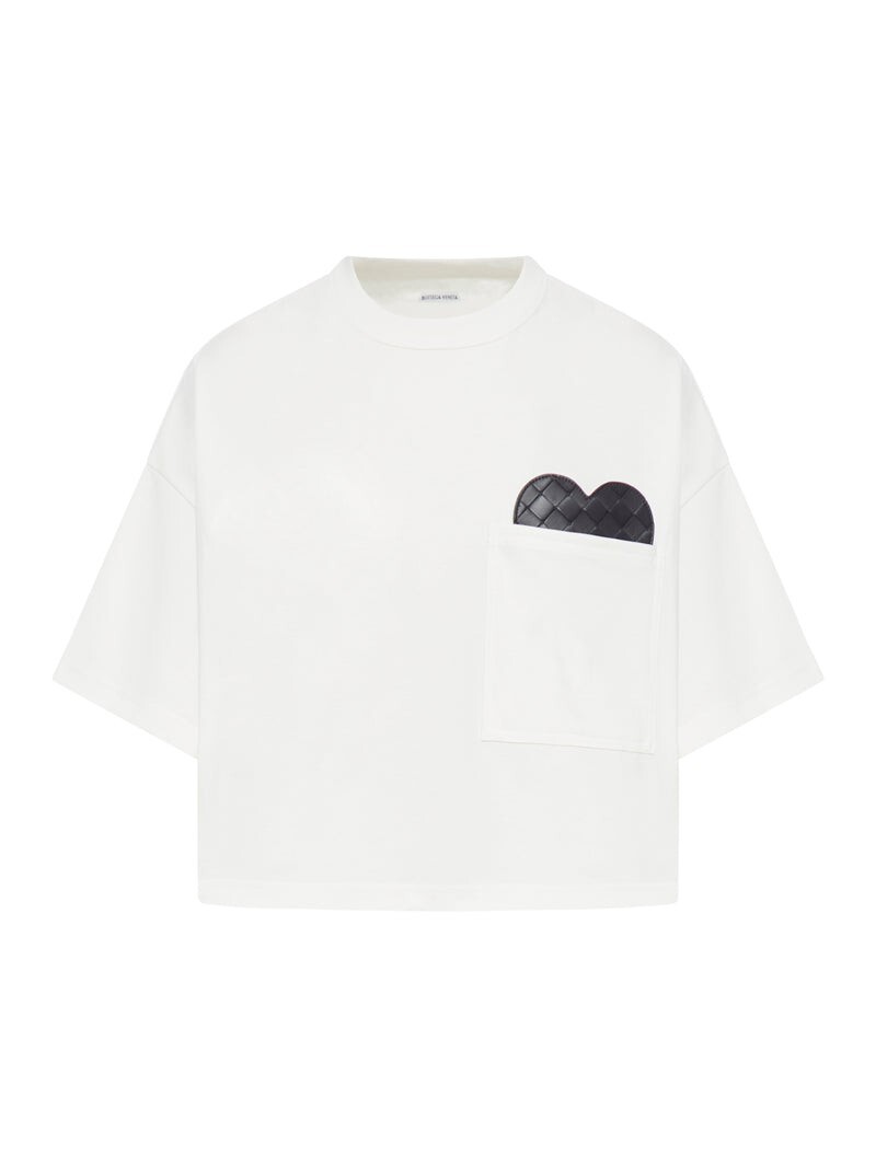 BOTTEGA VENETAボッテガ ソフト コットン ジャージー Tシャツ BOTTEGA VENETA $900 Chalk Soft Cotton Jersey T-shirt New And