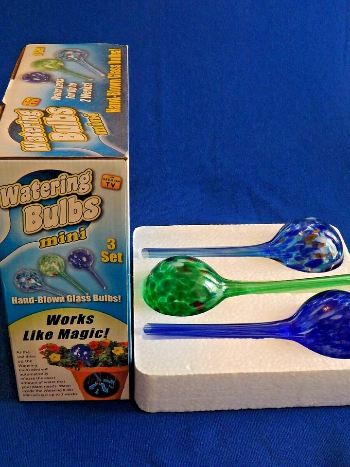 Set of 3 Mini Aqua Plant Watering Globes- Hand Blown Glass - As Seen on TV - Image 2 of 2