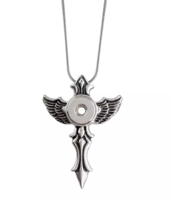 Mini Snap Jewelry Necklace Wing Cross Designers Fits 12mm Petite