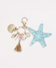 Shell Beach Blue Tassel Charm Keychain