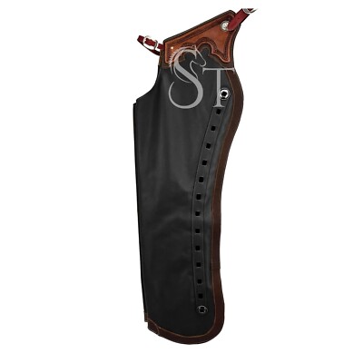 Western Shotgun Fashion Long Chaps Cowhide Leather Horse Riding Chinks All Sizes