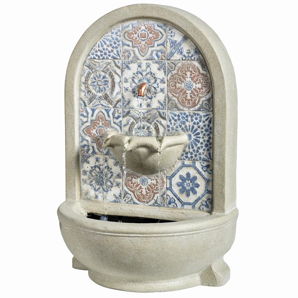 Brunnen rund Wandbrunnen Standbrunnen natur Gartenbrunnen Zierbrunnen 54cm - Bild 2 von 3