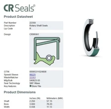 CR 22359 Rotary Shaft Seal 2.250" x 3.000" x .438"