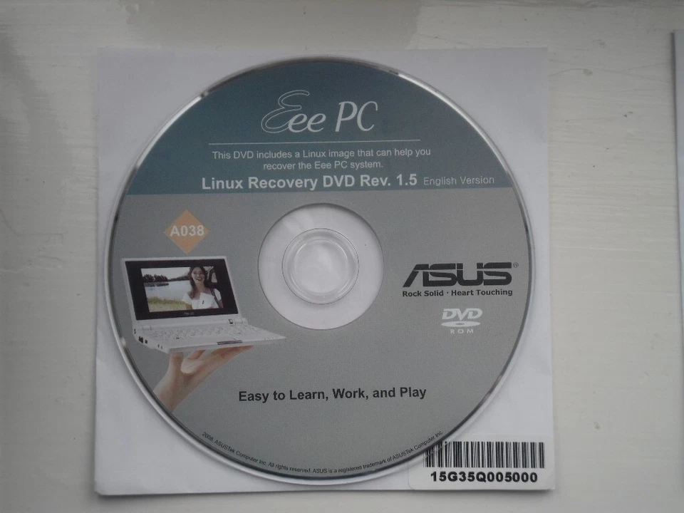 ASUS Eee PC 4G 701 Linux Recovery DVD & Support CD bundle New Free Post L@@K - Image 2 of 4