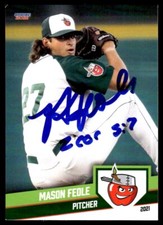 2021 Choice Baseball Card Mason Feole Fort Wayne Tin Caps #06 Signed