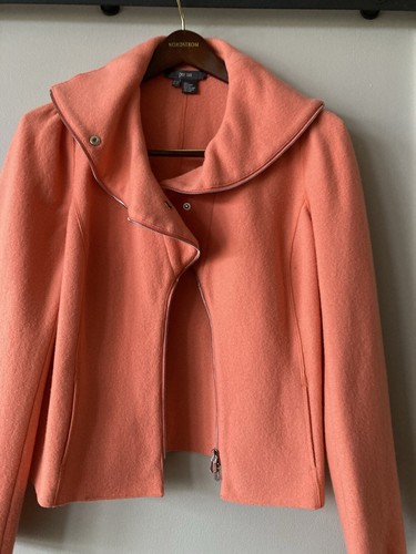Per Se Women’s 100% Wool Jacket Zip Closure Trendy Wide Asymmetric Collar - Picture 5 of 9