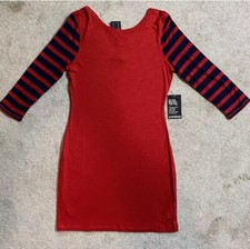 Express Red Raglan Striped Sleeve Shirt Dress S NWT
