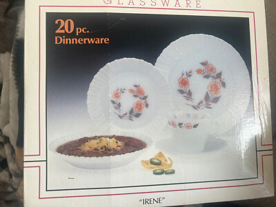 20 piece VTG Set of TERMOCRISA MILK GLASS  Irene 