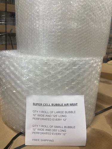 Small and Large Bubble Cushioning Wrap Combo Pack 125' large and 350' small - product listing photo