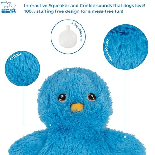 Chicken Crinkle Plush Dog Toys for Interactive Large Crinkle Chicken (Blue) - Picture 4 of 6
