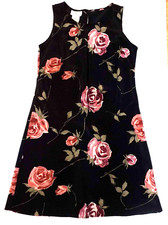 Vintage 90s Lisa Jo A-line Dress Sleeveless Pullover Black Rose 4/6