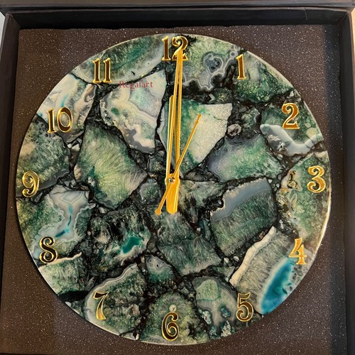 Green Agate Wall Clock - Gemstone Occasional Gifts Wall Decorative - Picture 7 of 12