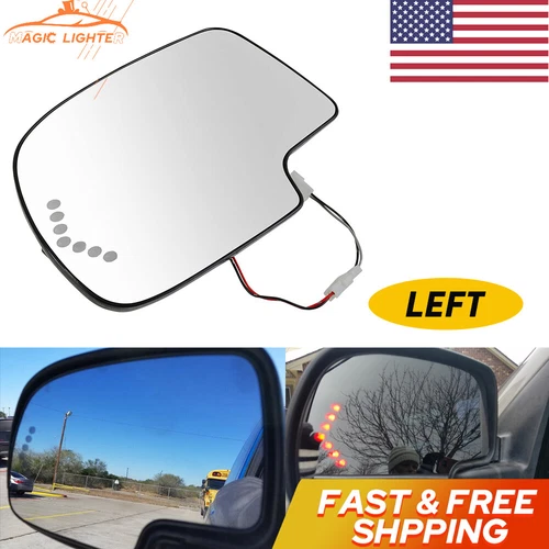 Heated Mirror Glass Turn LH w/o Signal Auto LF Dimming Chevy for GMC Cadillac