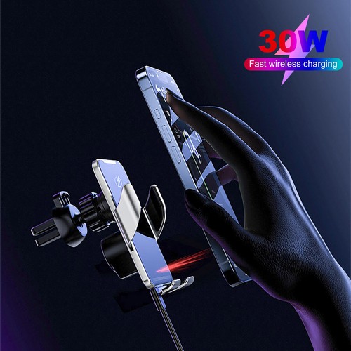 30W Wireless Charger Car Mount Air Vent Bracket For iPhone 14 13 Samsung S23 S22 - Picture 9 of 20